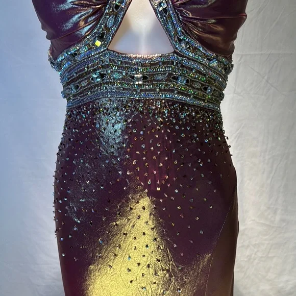 Elegant Burgundy  Evening Dress - Picture 4 of 15